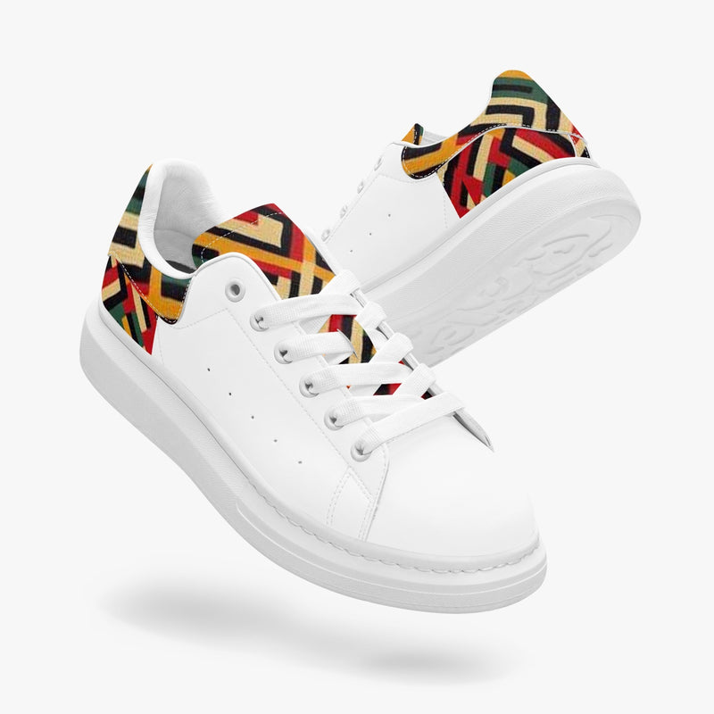 FZ Unisex African Print Leather Oversized Sneakers - FZwear