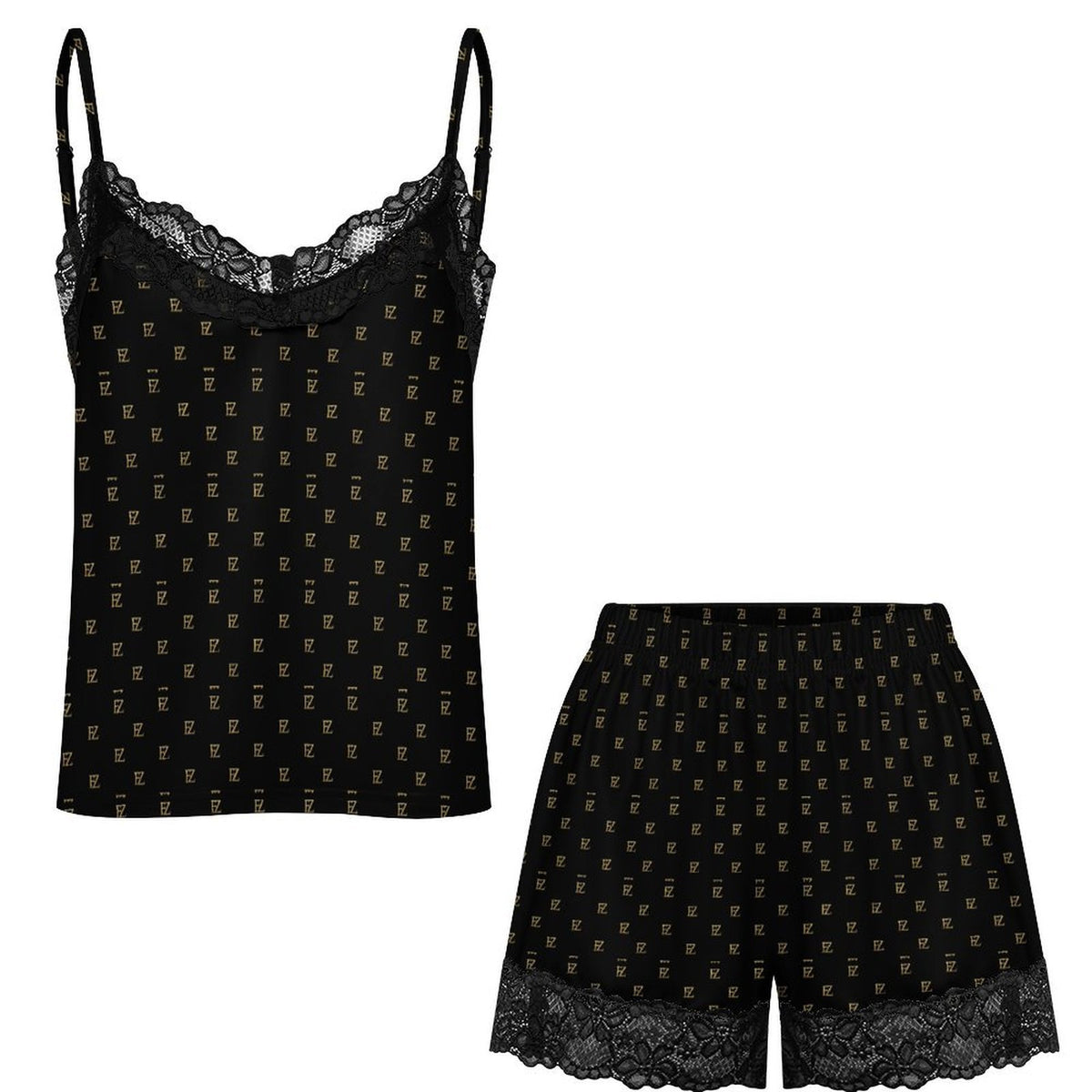 Custom Women Lace V Neck Spaghetti Strap Camisole Shorts Pajama Set