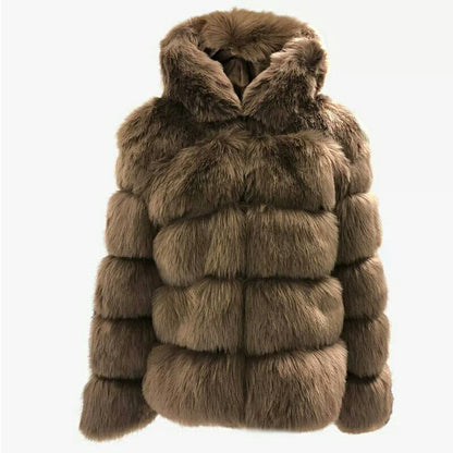 FZ Women's Faux Fur Hooded Mid-Length Jacket - FZwear