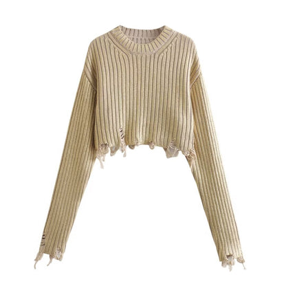 FZ Women's Two Color Metal Foil Short Sweater Top