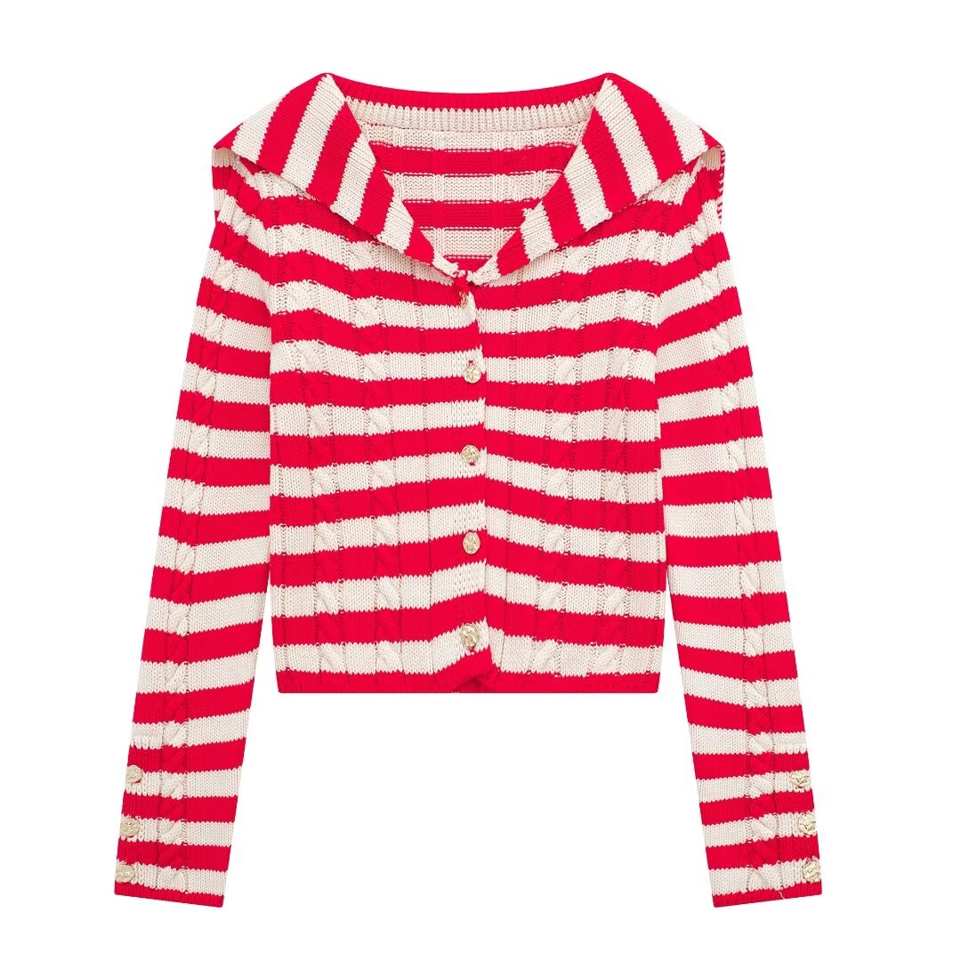 FZ Women's Striped Hooded Knit Slim Fit Top