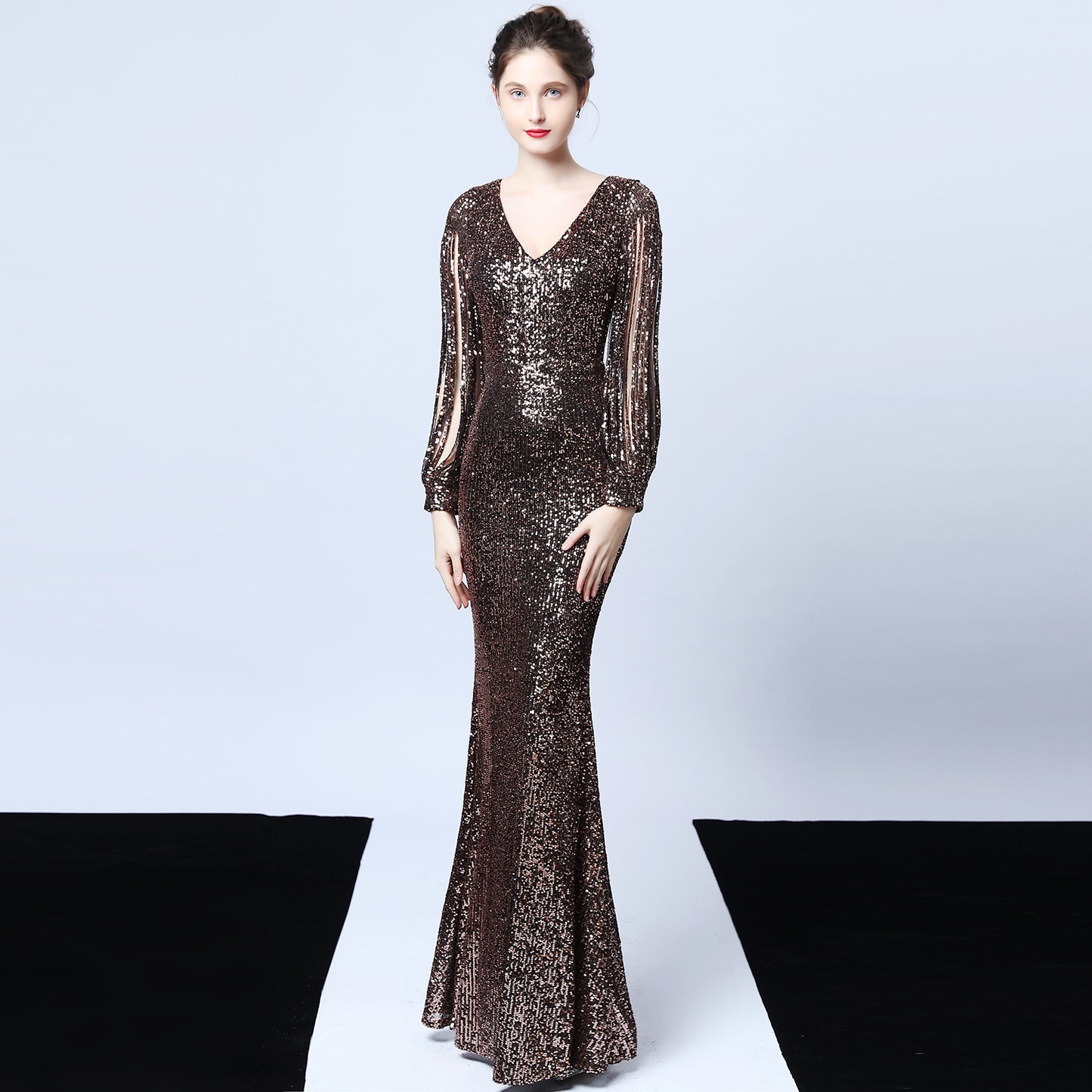 FZ Women's Elegant Sequined Atmosphere Queen Fishtail Evening Dress - FZwear