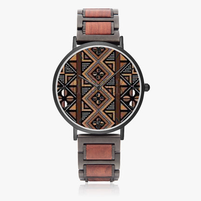 FZ Unisex African Print wooden Strap Quartz Watch - With Indicators - FZwear