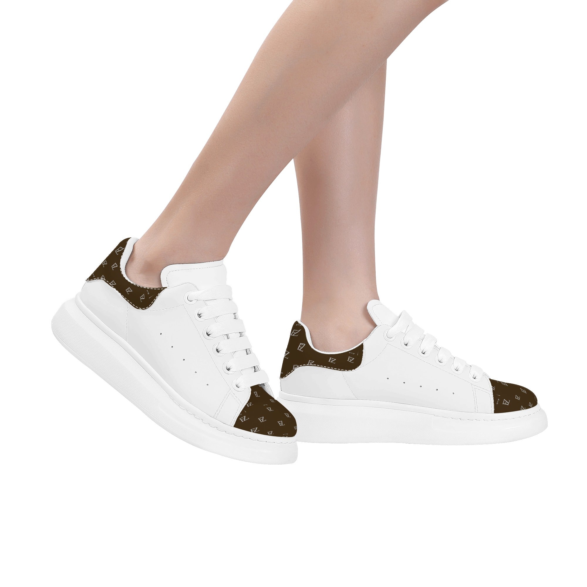 FZ Women's White Tongue Low Top Chunky Shoes - FZwear