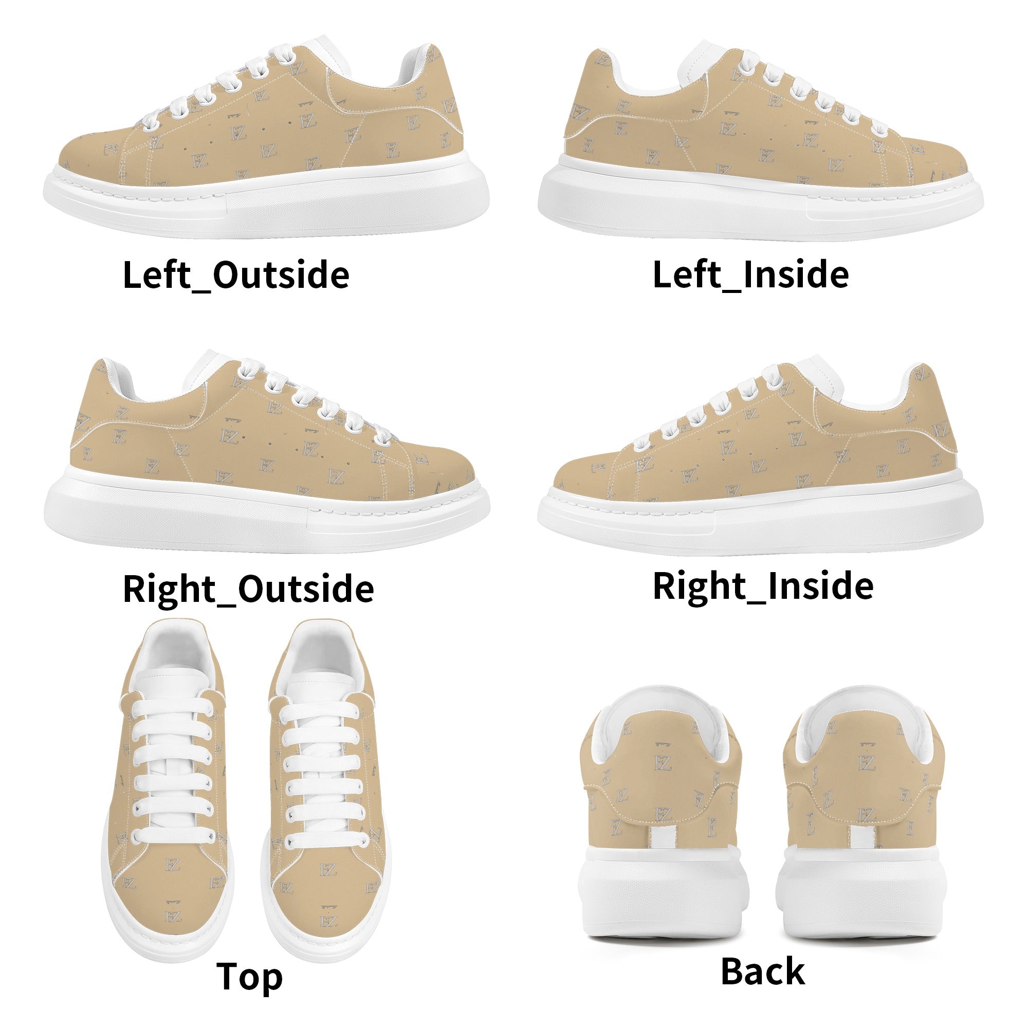 FZ Women's White Tongue Low Top Chunky Shoes - FZwear