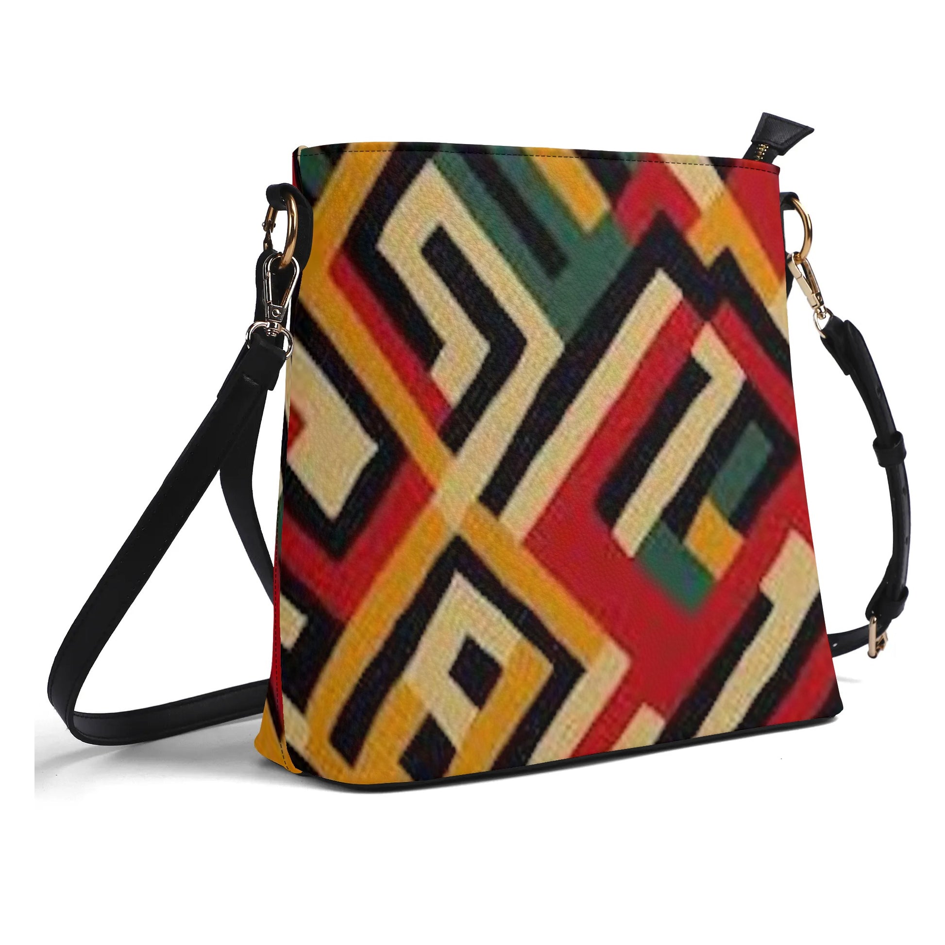 FZ Womens African Print PU Bucket Shoulder Bag - FZwear