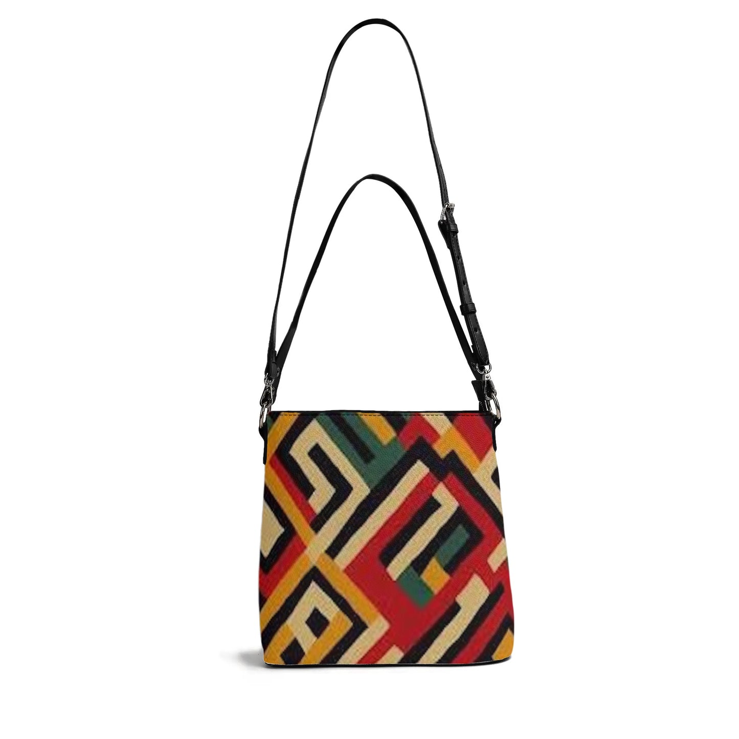 FZ Womens African Print PU Bucket Shoulder Bag