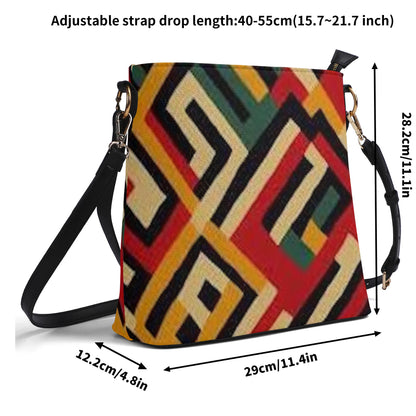 FZ Womens African Print PU Bucket Shoulder Bag