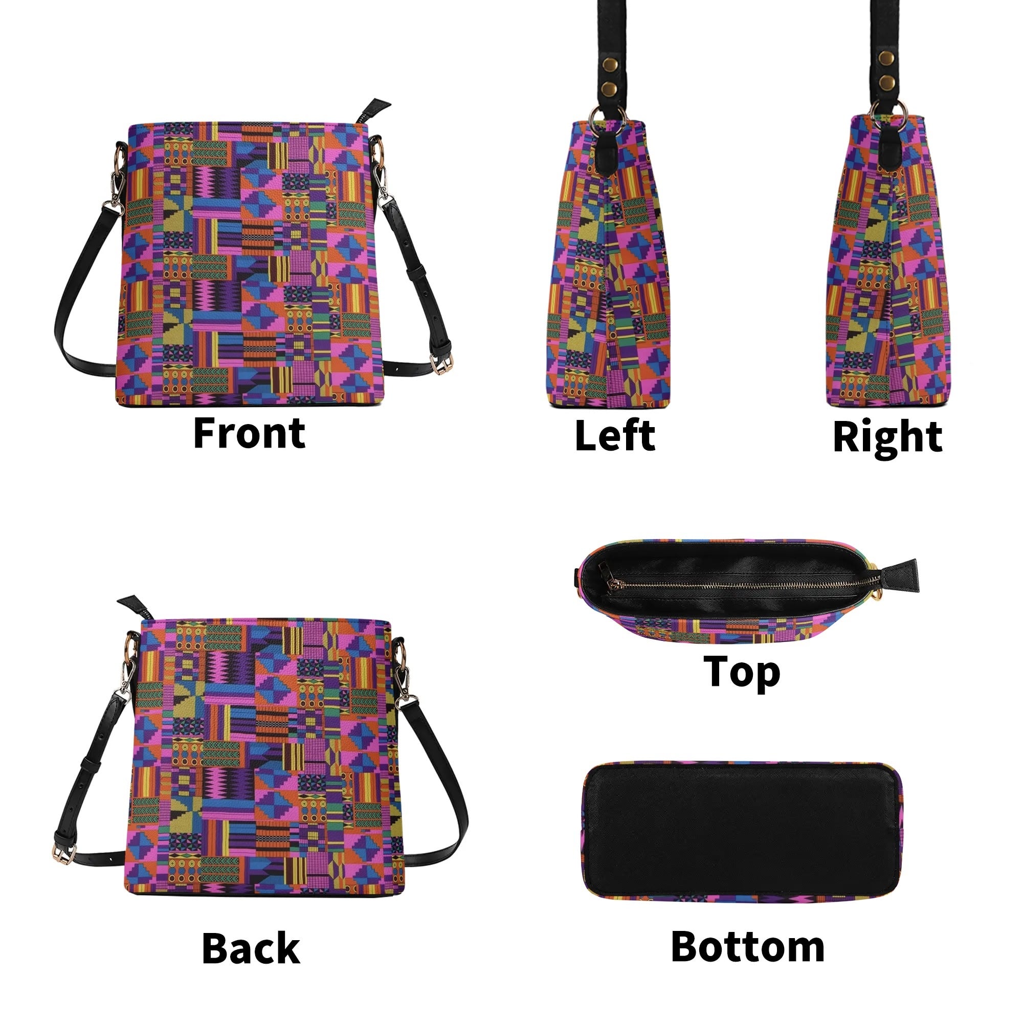 FZ Women's African Print PU Bucket Bag popcustoms