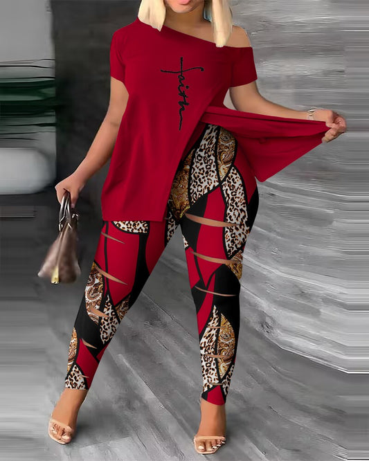 FZ Women's Plus Size Faith Baroque Leopard Print Pants Set - FZwear