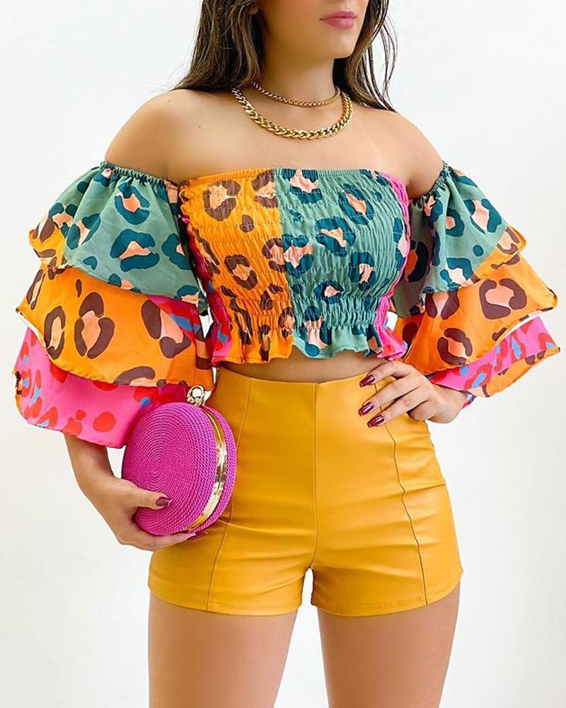 FZ Women's Leopard Print Off Shoulder Shorts Set - FZwear