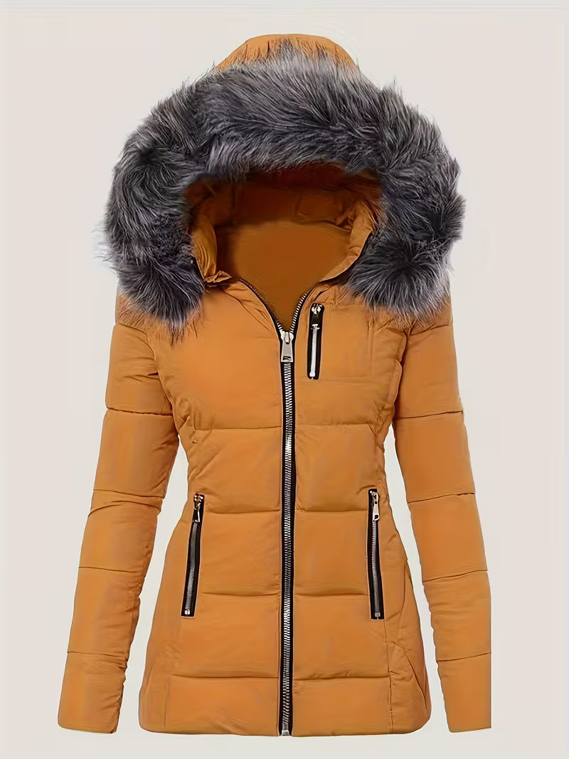 FZ Women's Large Outerwear Temperament Thickened Hooded Jacket