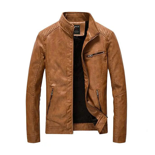 2021 New PU Leather Jacket Men Streetwear Clothes Washed Fleece Motorcycle Leather Jacket Fashion Bomber Casual Coat Deri Mont FZwear