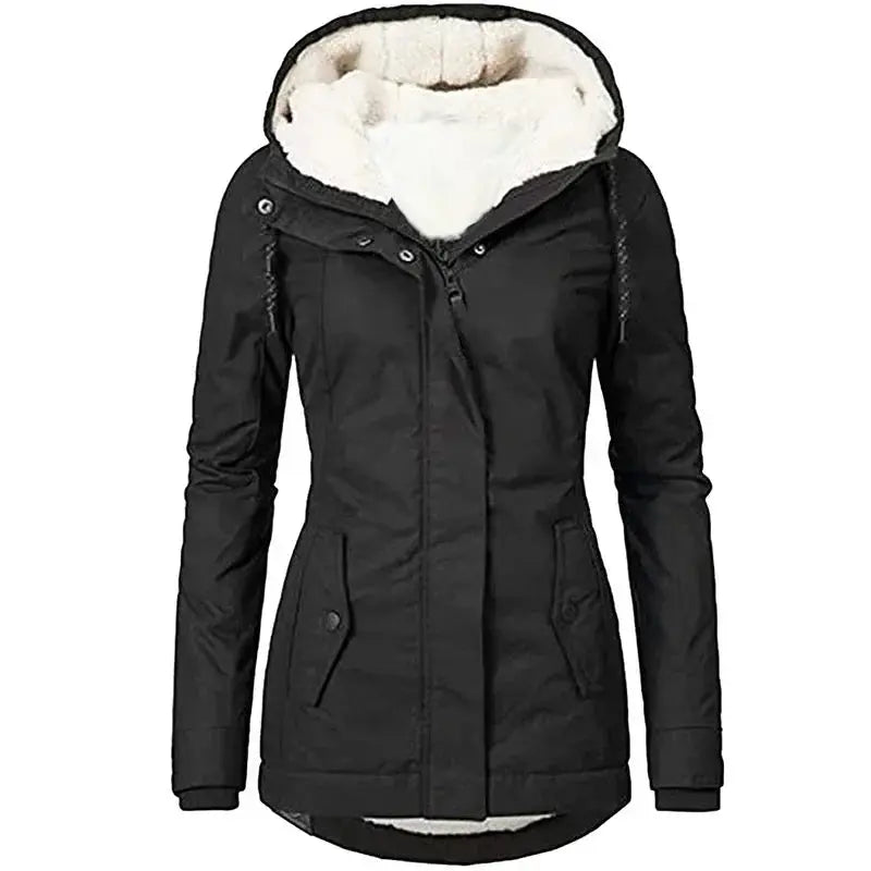 FZ Women's Splice Zipper Parkas Thick Jacket