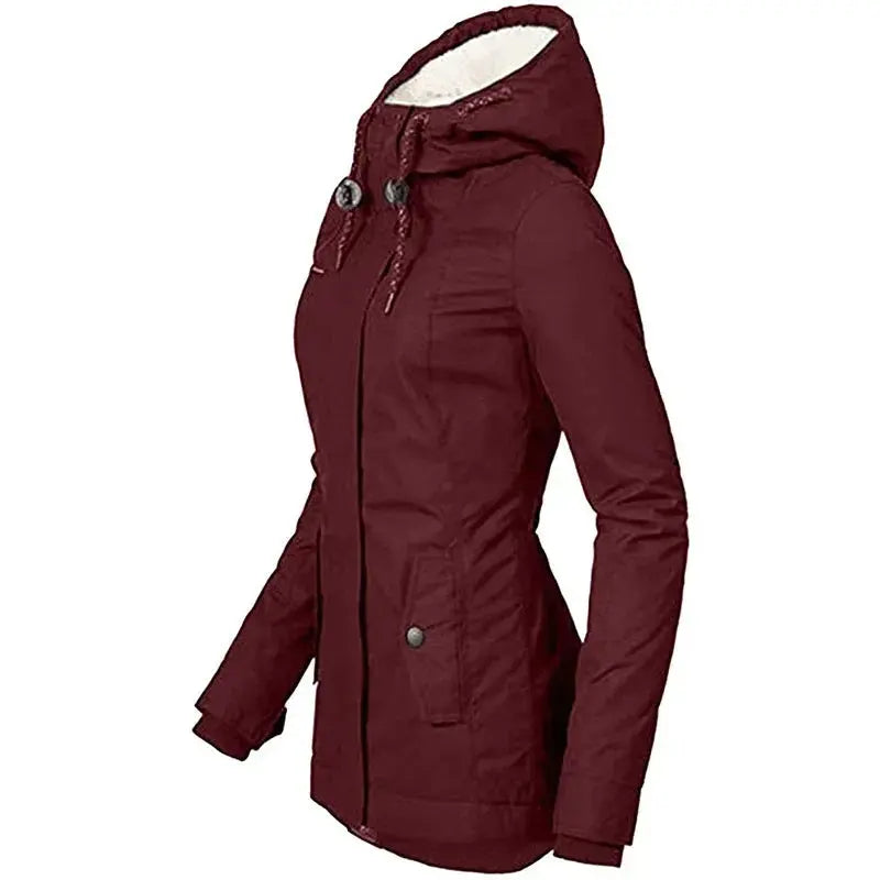 2023 Hooded Women Splice Zipper Coats Loose Casual Pockets Parkas Regular Thick Full Sleeve Warm Solid Jackets Autumn Winter FZwear