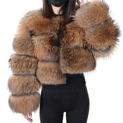 2024 maomaokong Super Hot Winter Women Luxury Thick Real Raccoon Fur Coat Natural Fox Fur Jacket Plus Size Jackets Female Vest FZwear