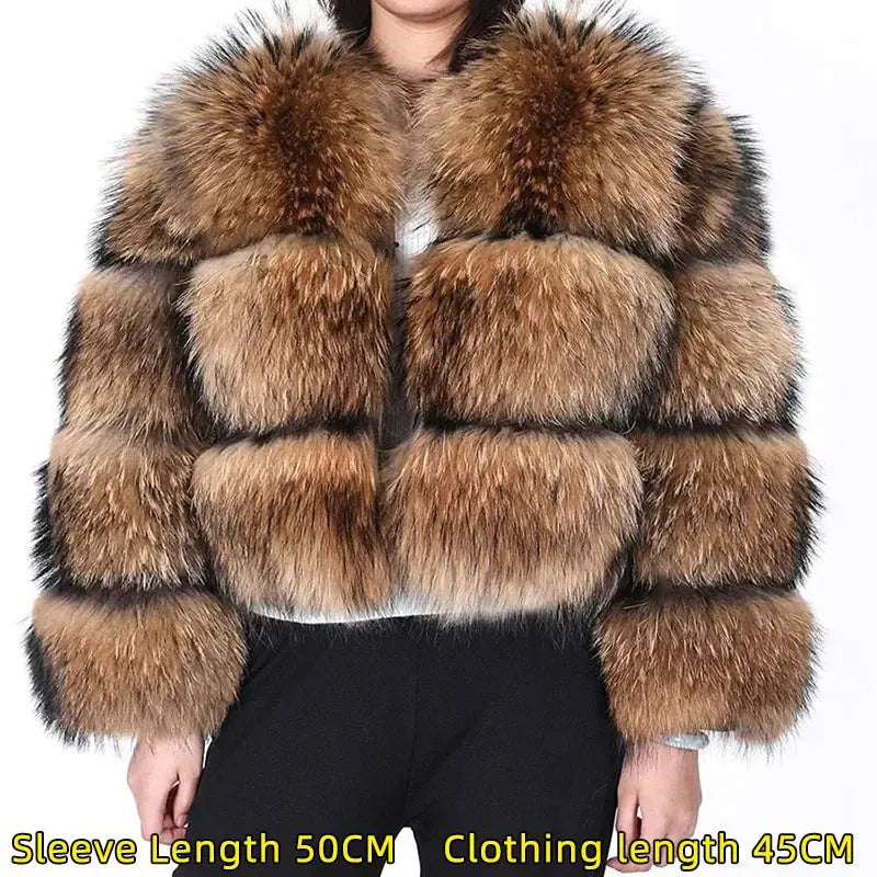 2024 maomaokong Super Hot Winter Women Luxury Thick Real Raccoon Fur Coat Natural Fox Fur Jacket Plus Size Jackets Female Vest FZwear