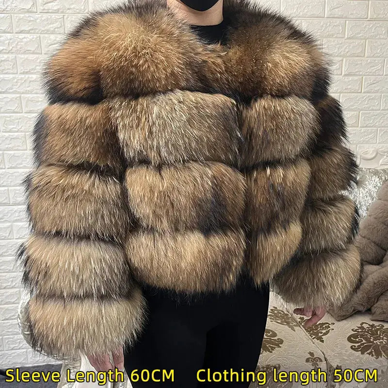 2024 maomaokong Super Hot Winter Women Luxury Thick Real Raccoon Fur Coat Natural Fox Fur Jacket Plus Size Jackets Female Vest FZwear