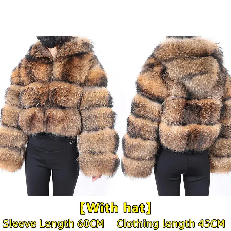 2024 maomaokong Super Hot Winter Women Luxury Thick Real Raccoon Fur Coat Natural Fox Fur Jacket Plus Size Jackets Female Vest FZwear