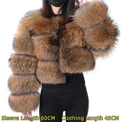 2024 maomaokong Super Hot Winter Women Luxury Thick Real Raccoon Fur Coat Natural Fox Fur Jacket Plus Size Jackets Female Vest FZwear