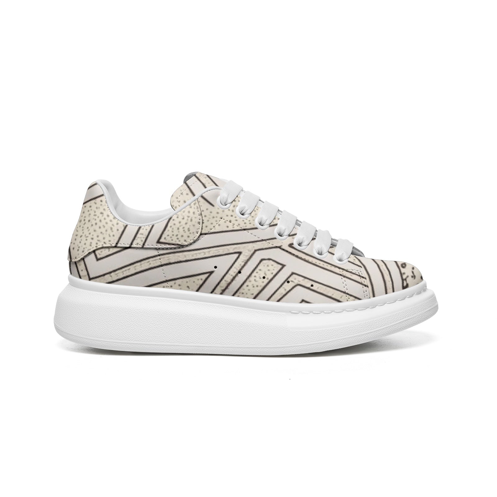 FZ Unisex Non Slip Lace Up Faux Leather Sneakers