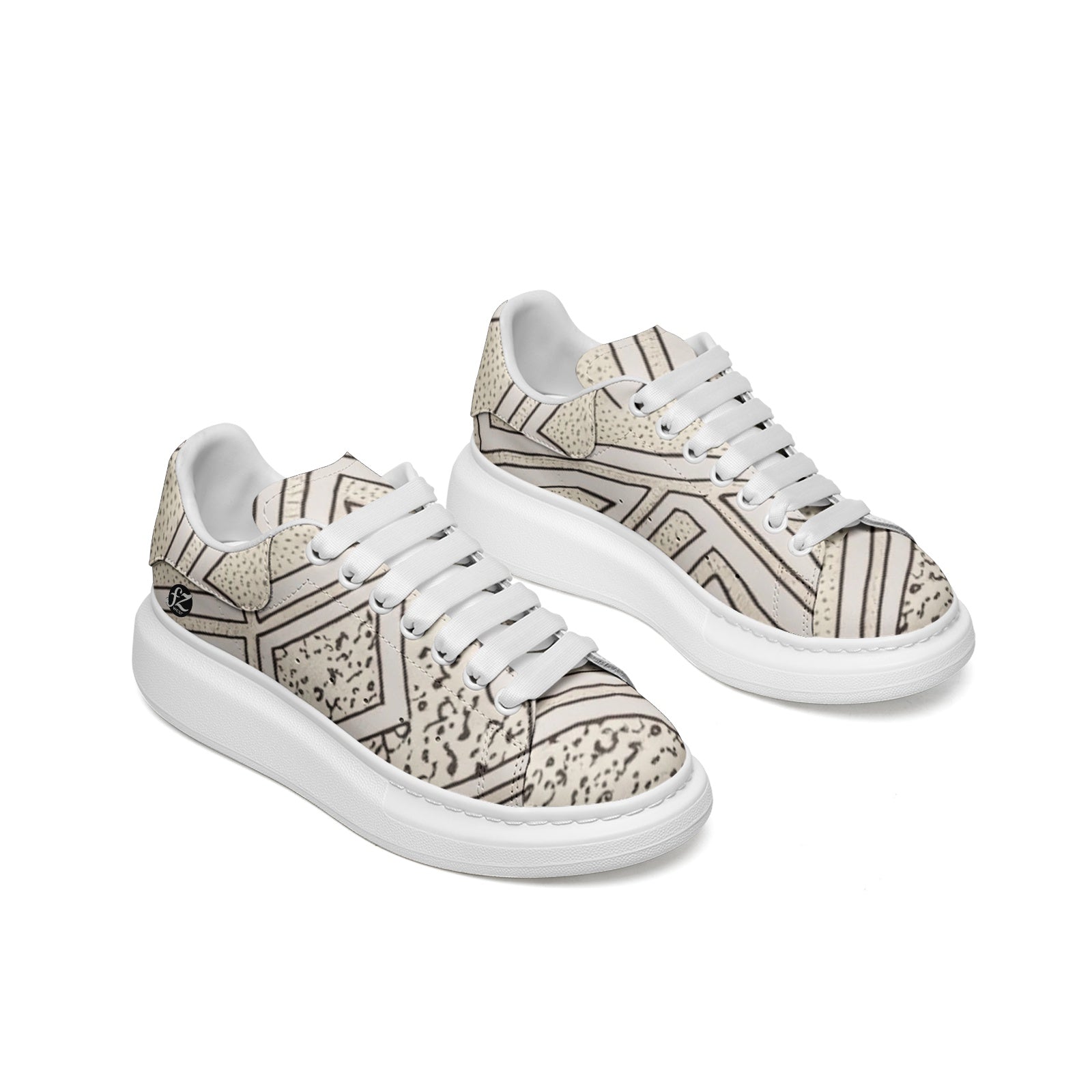 FZ Unisex Non Slip Lace Up Faux Leather Sneakers