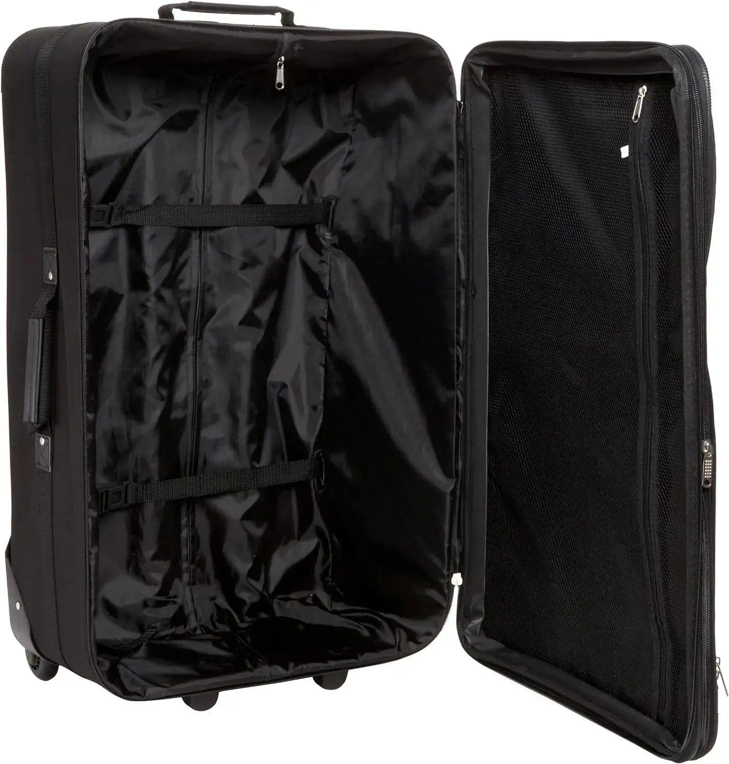 Rockland Journey Softside Upright Luggage Set,Expandable, Lightweight, Black, 4-Piece (14/19/24/28) FZwear