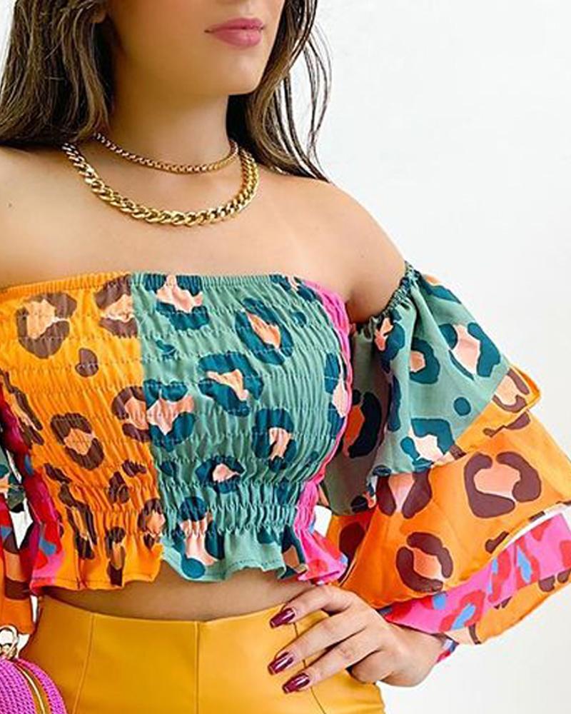 FZ Women's Leopard Print Off Shoulder Shorts Set - FZwear