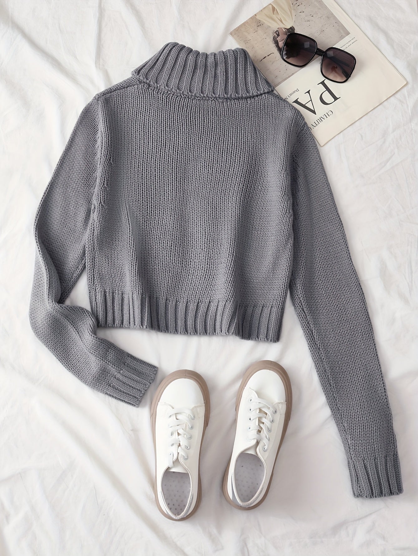 FZ Women's Multi-button decorated large zipper slim-fit Sweater jacket