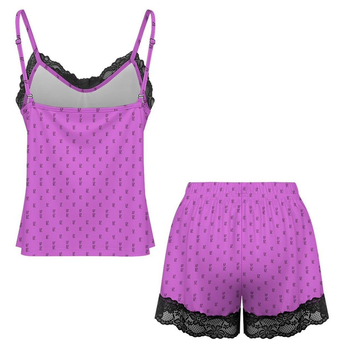 Custom Women Lace V Neck Spaghetti Strap Camisole Shorts Pajama Set