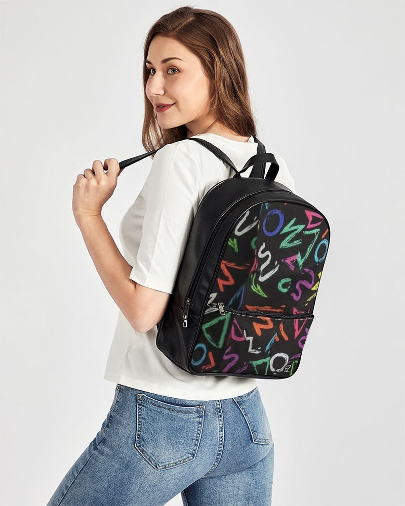 FZ AFRICAN ALPHA PRINT Classic Faux Leather Backpack - FZwear