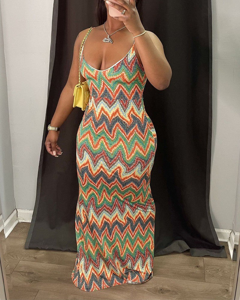 FZ Women's Chevron Pattern Cami Maxi SunDress - FZwear