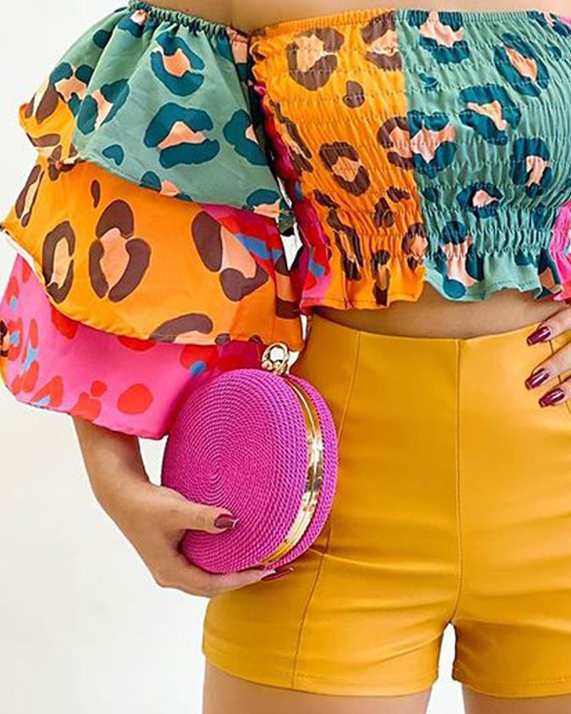 FZ Women's Leopard Print Off Shoulder Shorts Set - FZwear