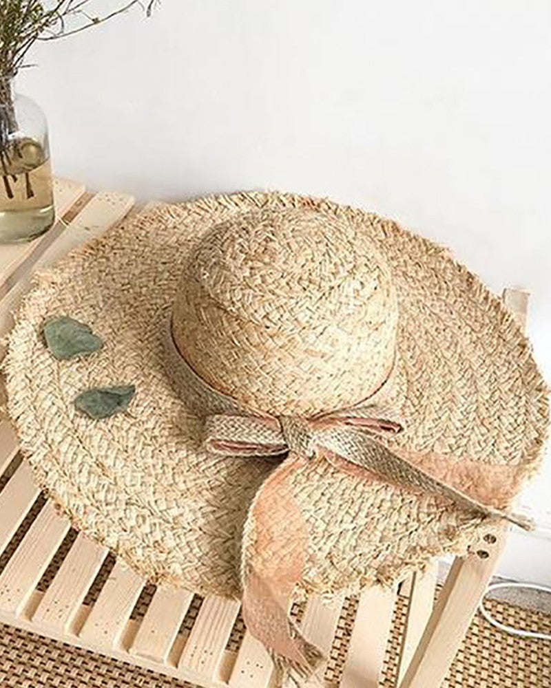 FZ Wide Brim Raw Hem Straw Hat