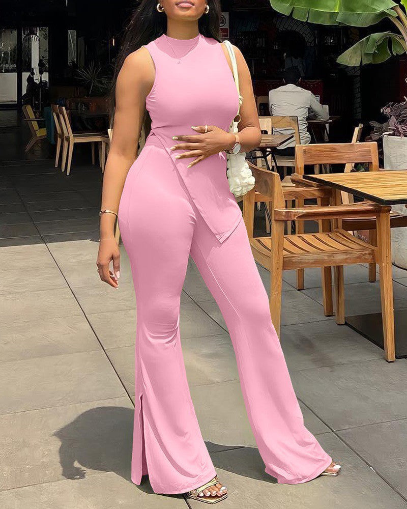 FZ Women's Asymmetrical Bootcut Slit Pants Suit - FZwear