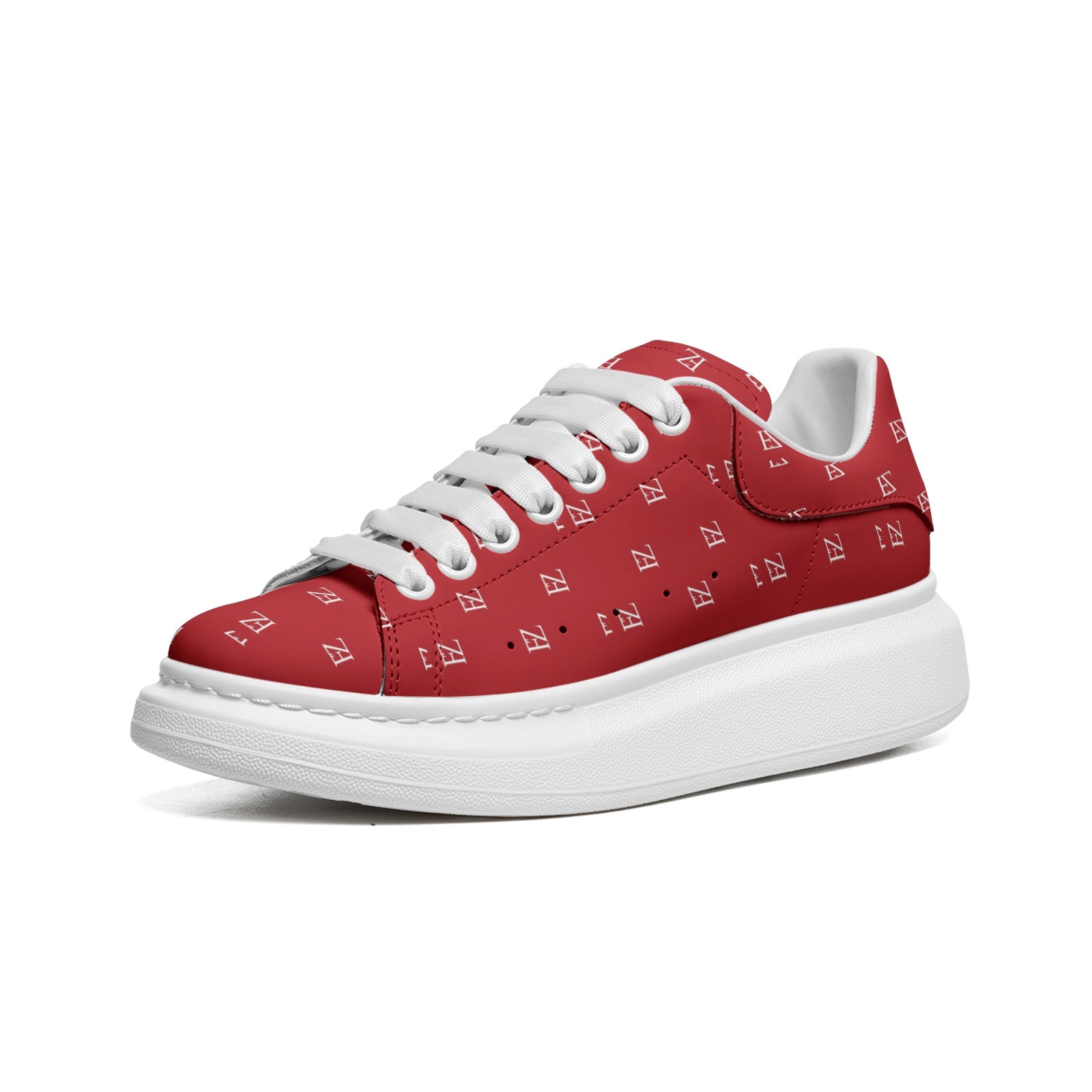 FZ Unisex Non Slip Lace Up Faux Leather Sneakers