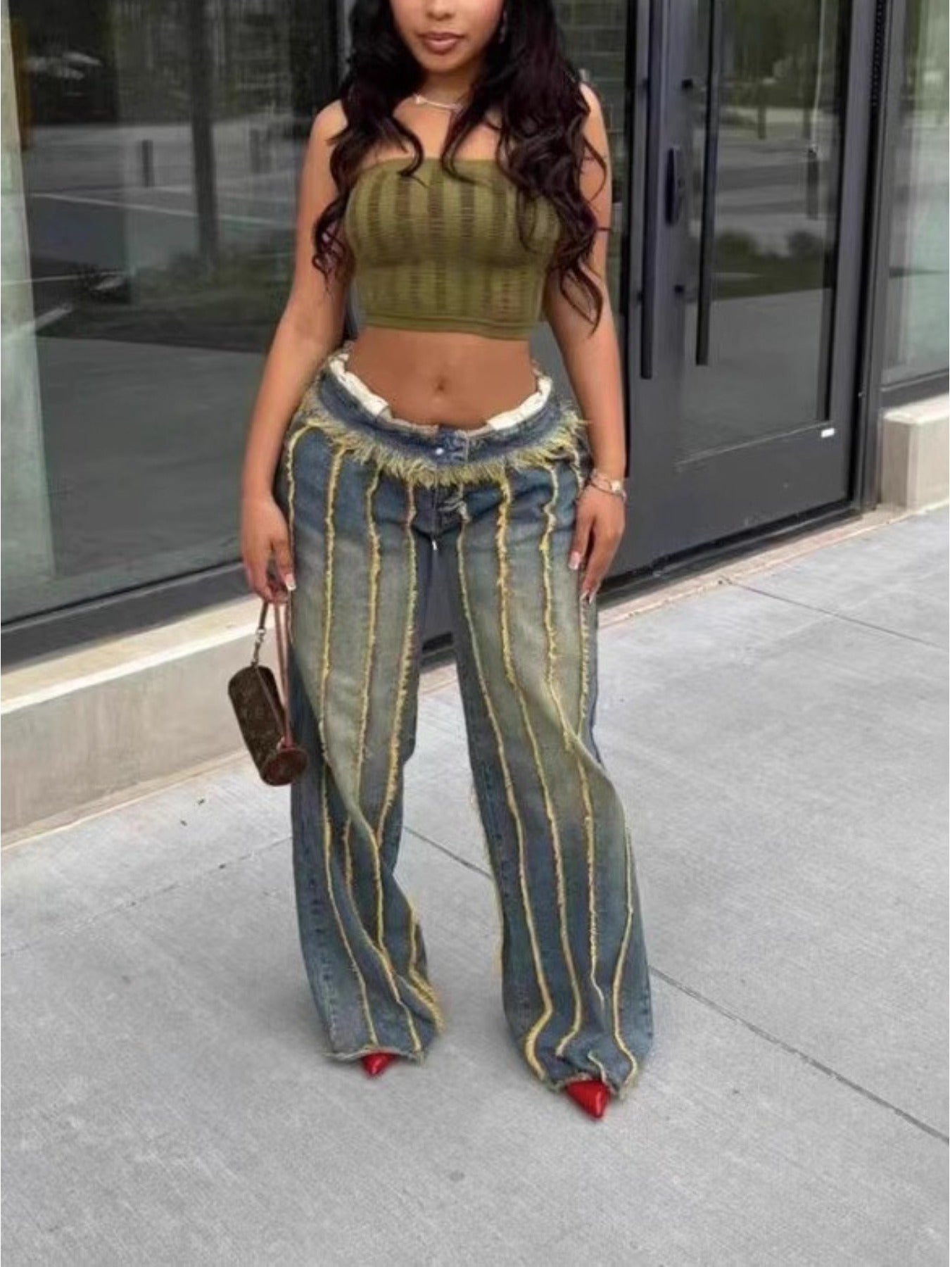 FZ Women's Stretch Slim Fit Straight Leg Non-See-Through Denim Pants