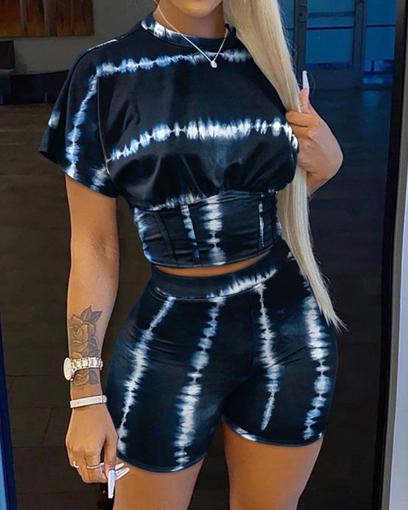 FZ Women's Print Corset Ink Splash Shorts Set - FZwear