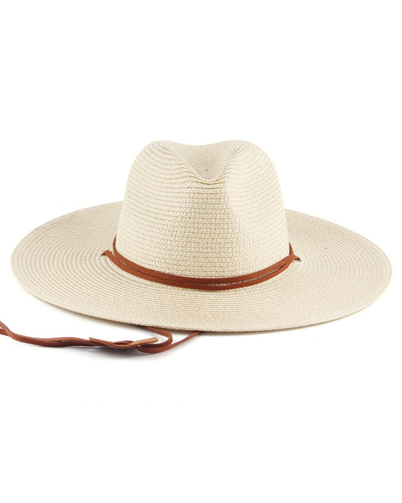 FZ Wide Brim Tied Detail Straw Hat