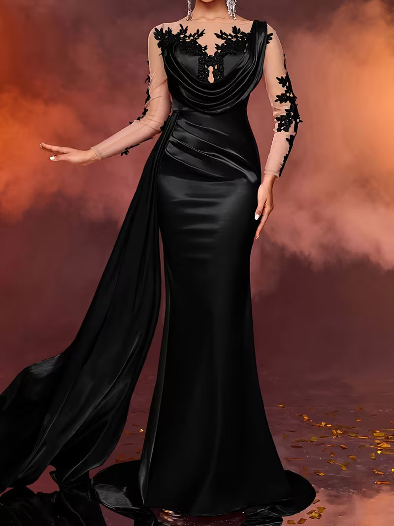 FZ Women's Lace Long Formal  Temperament  Slim High Waist  Evening Dress