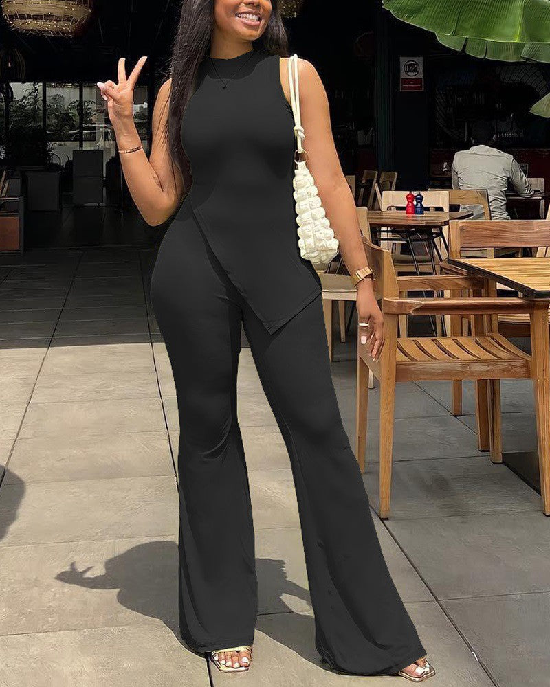 FZ Women's Asymmetrical Bootcut Slit Pants Suit - FZwear