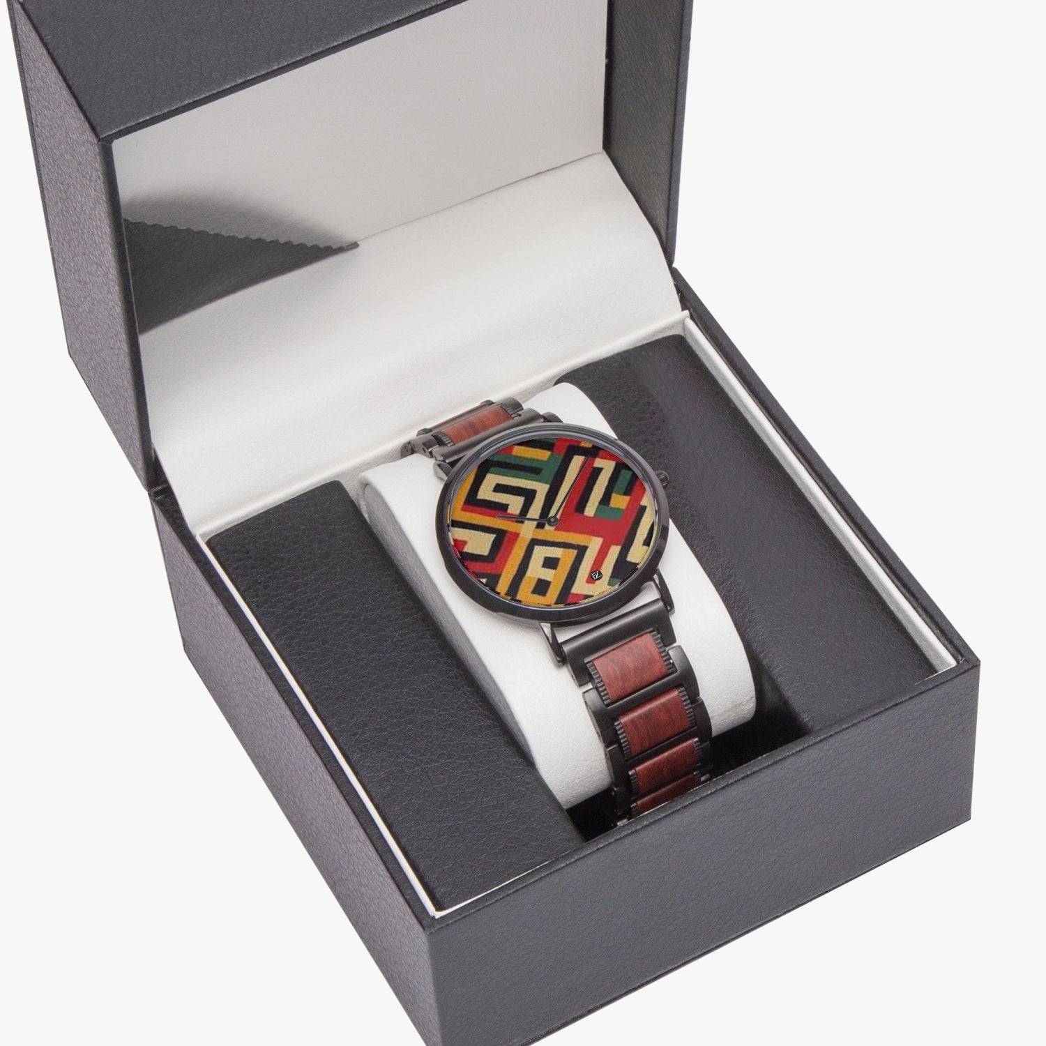 FZ Unisex African Print wooden Strap Quartz Watch - FZwear