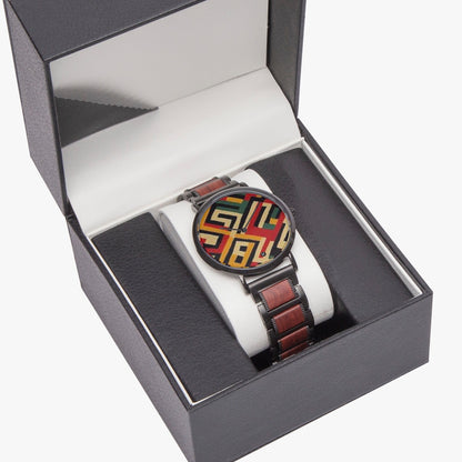 FZ Unisex African Print wooden Strap Quartz Watch