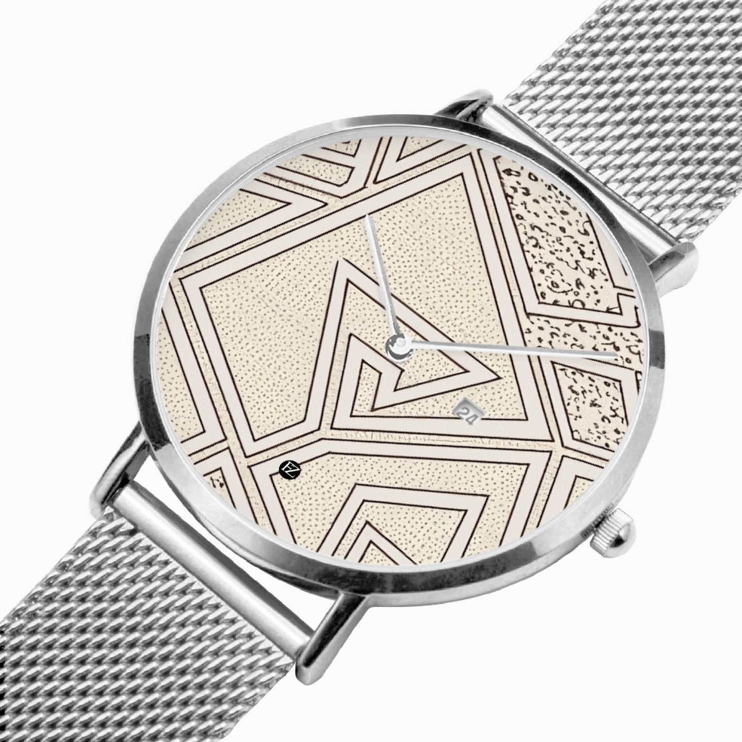 FZ Unisex African Print Stainless Steel Perpetual Calendar Quartz Watch