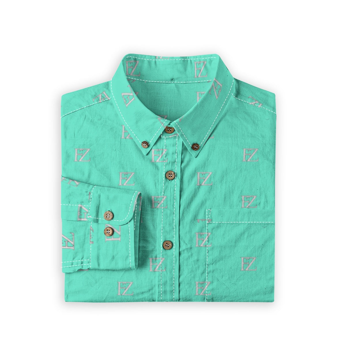 FZ Men's Casual Lapel Long Sleeve Cotton Dress Shirt