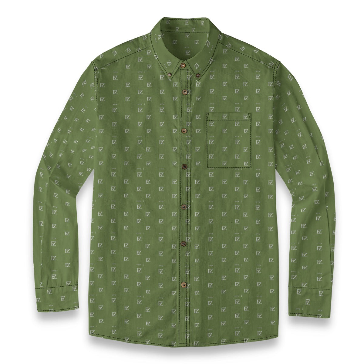 FZ Men's Casual Lapel Long Sleeve Cotton Shirt