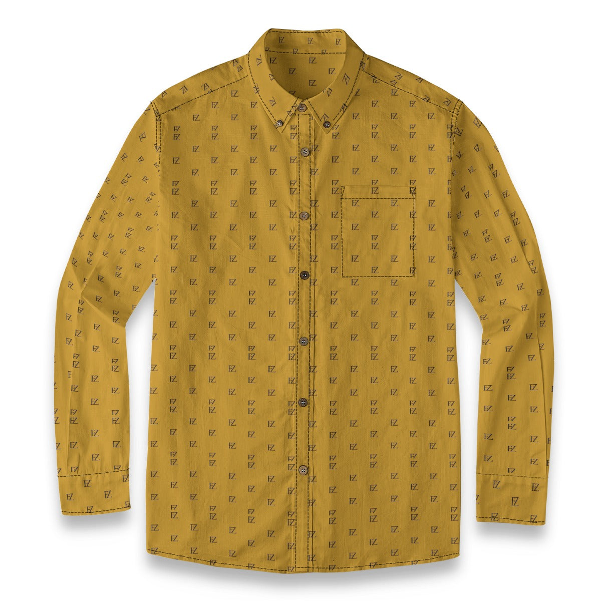 FZ Men's Casual Lapel Long Sleeve Cotton Shirt