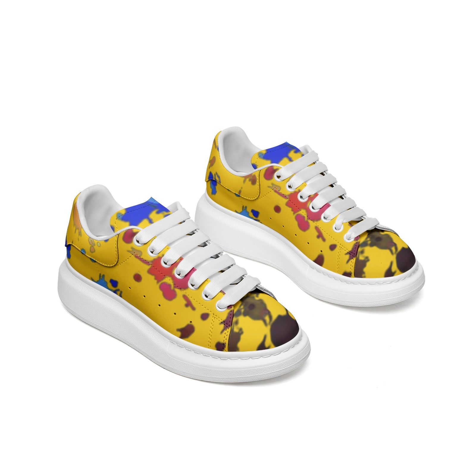 FZ Unisex Non Slip Lace Up Faux Leather Sneakers