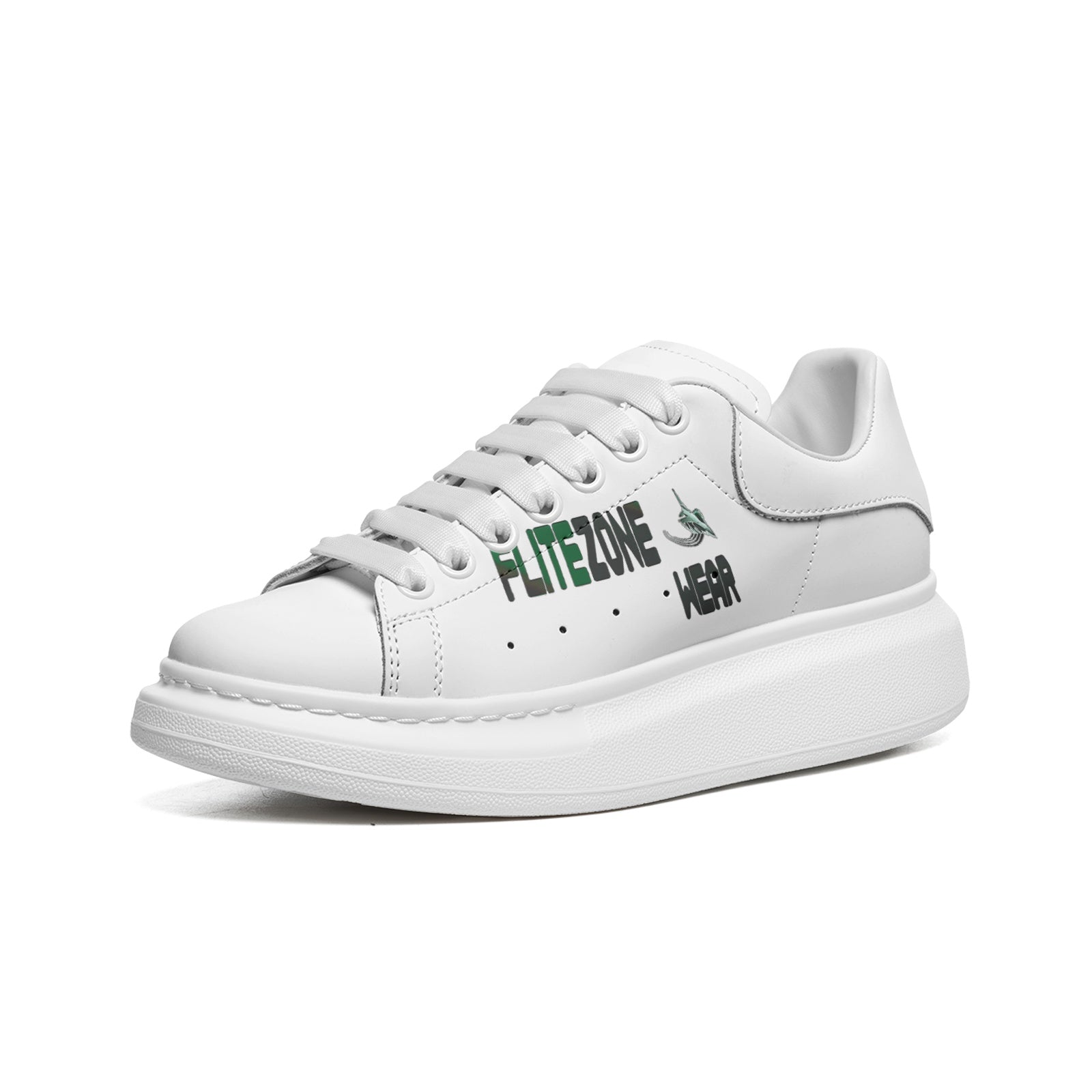 FZ Unisex Non Slip Lace Up Faux Leather Sneakers