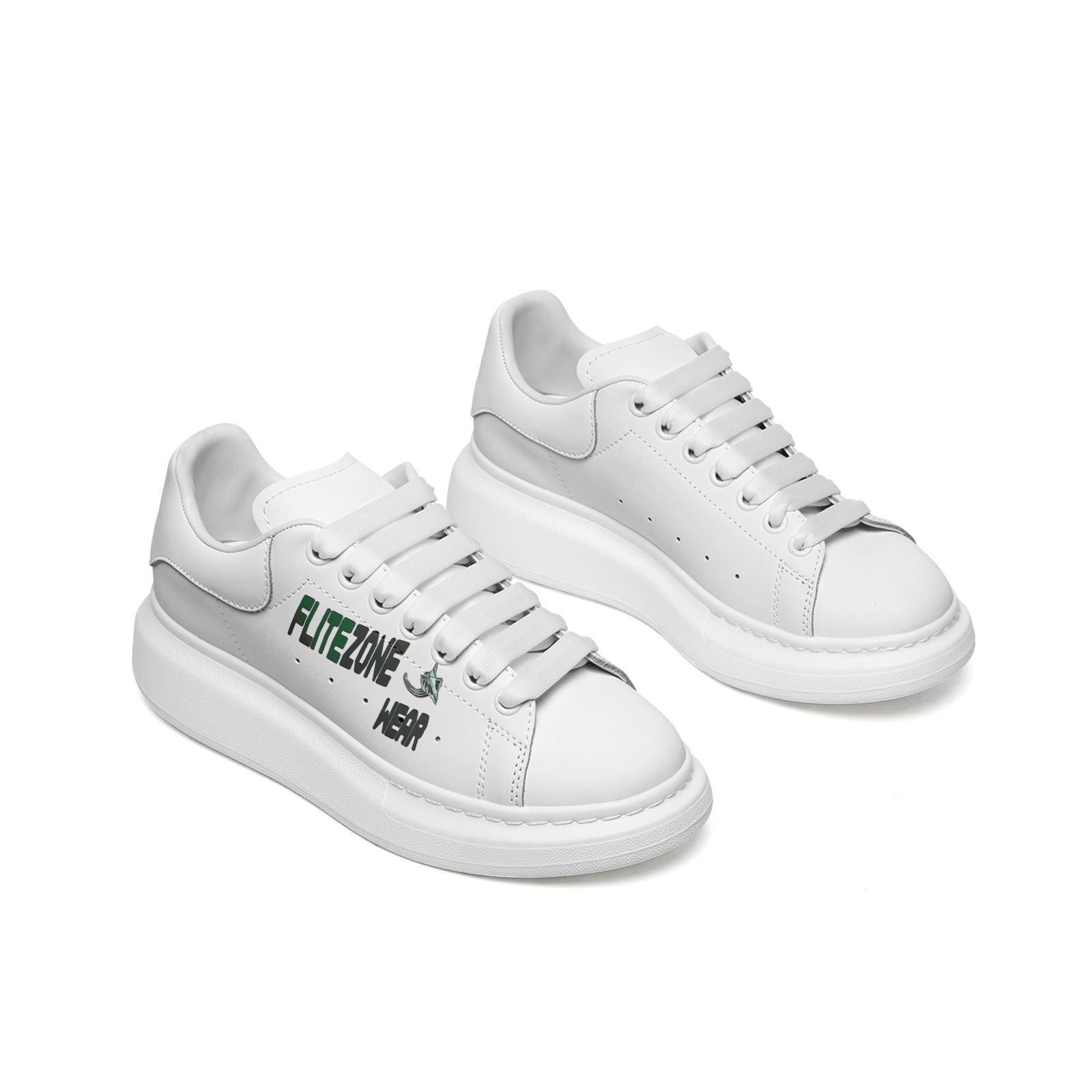 FZ Unisex Non Slip Lace Up Faux Leather Sneakers